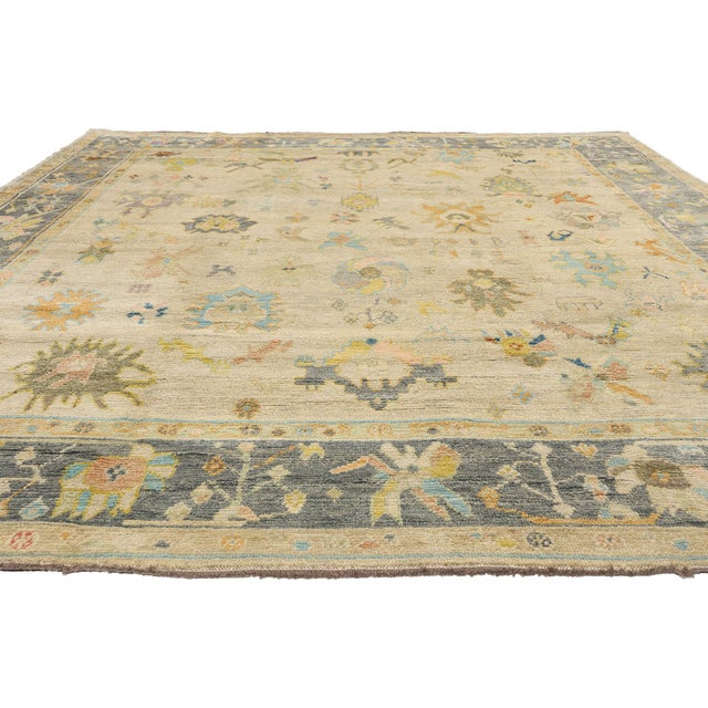 Contemporary Vintage Modern Turkish Oushak Rug - 10'03 X 13'09 For Sale - Image 3 of 9