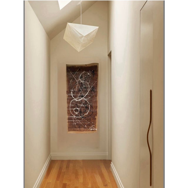 Handsome unframed abstract painting (64” high) by outsider artist (American, b. 1969) Christopher (Cyrstofer) Shoemaker....