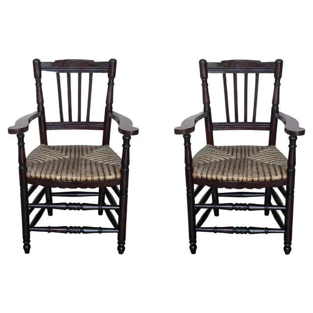 Pair of Spanish Horseshoe Back and Cane Armchairs For Sale - Image 9 of 9