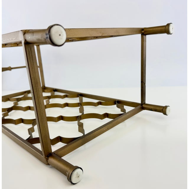 Vintage Hollywood Regency Gold Metal Quatrefoil Wine Rack For Sale - Image 11 of 11