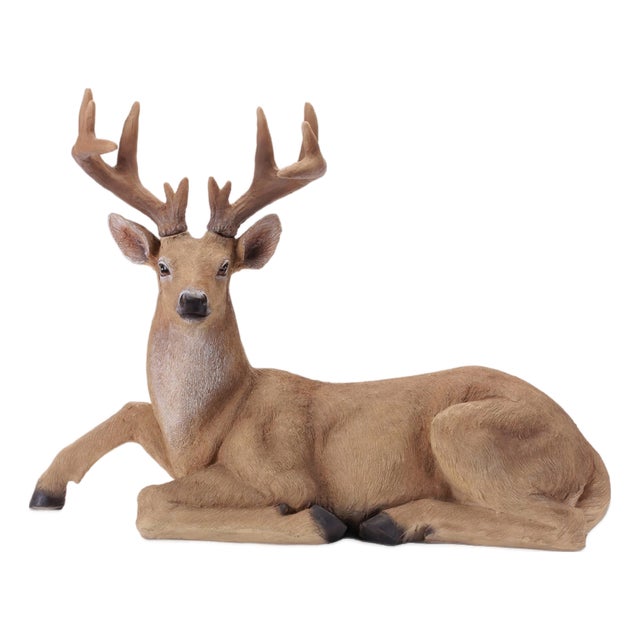 Large Laying Woodland Deer Figurine For Sale