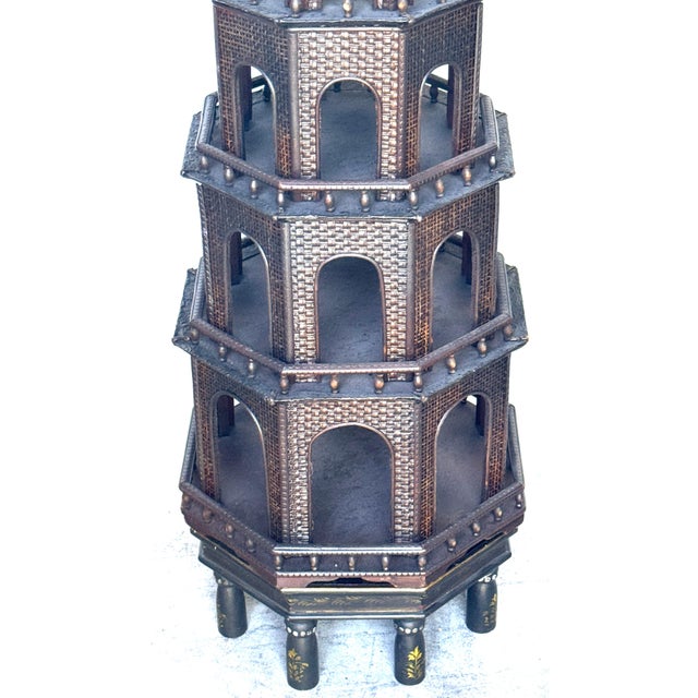Rare Anglo-Indian Painted Pagoda with Original Miniature-Decorated Stand For Sale - Image 15 of 18