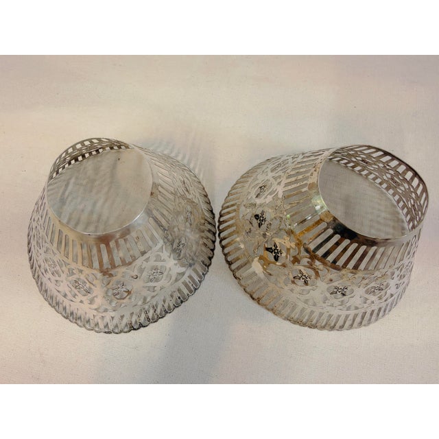 Victorian Vintage Pierced Silverplate Lamp Shades S/2 For Sale - Image 3 of 4