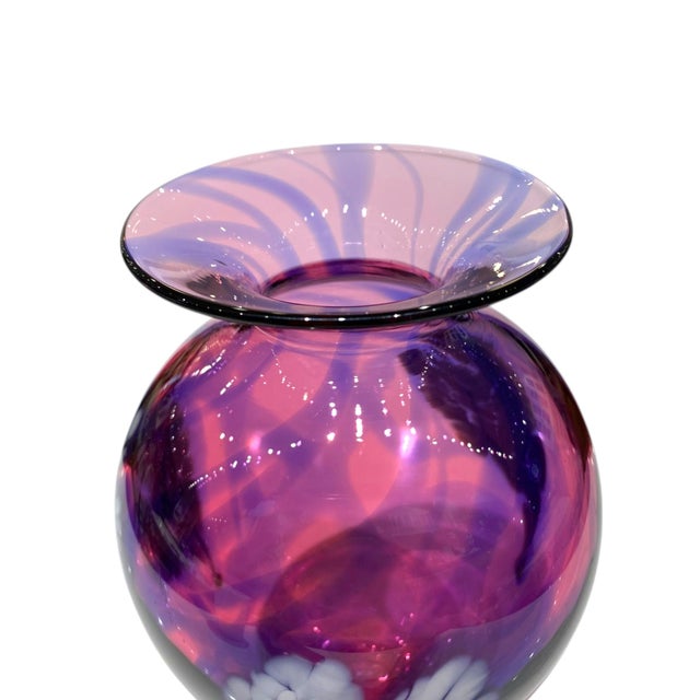 David Lindsay Art Glass Vase Hearts Pink Purple California Decor Nourot Student For Sale In San Francisco - Image 6 of 13
