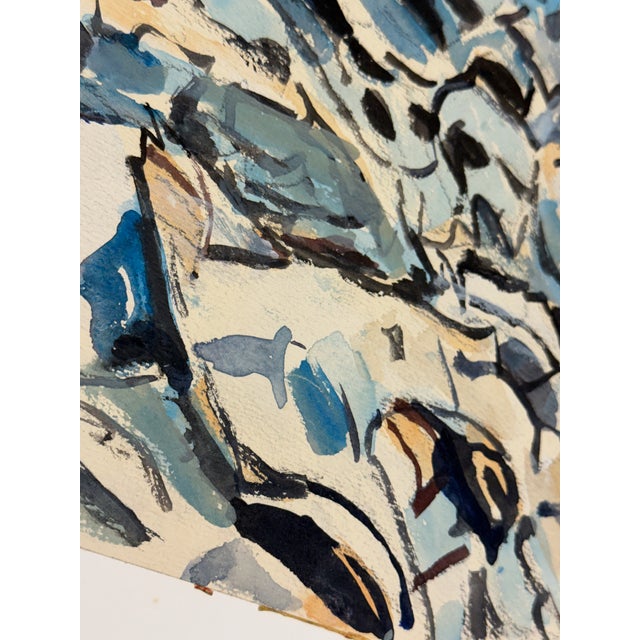Helmut Dittmann, Abstract Composition in Blue and Grey, 1989, Paint on Paper For Sale - Image 4 of 6
