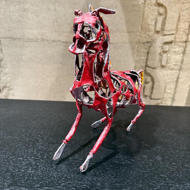 1980s Hand Made Folk Art Sculpture Papel Mache Horse Vintage Abstract For Sale - Image 5 of 8