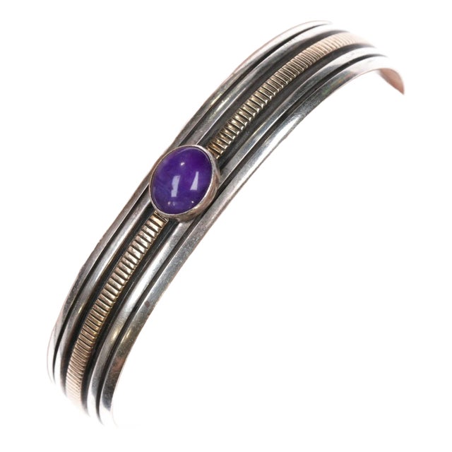6.75" AB Navajo 14k/Sterling Sugilite cuff bracelet For Sale