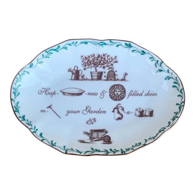 Vintage Mottahedeh Porcelain Garden Themed Catchall Dish For Sale