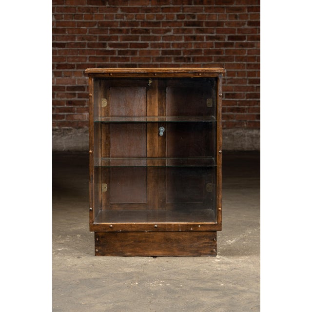 Early 20th Century Antique Wooden Display Cabinet With Glass Top For Sale - Image 5 of 7