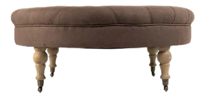 Hollow Maison Tufted Round Ottoman in Aubergine