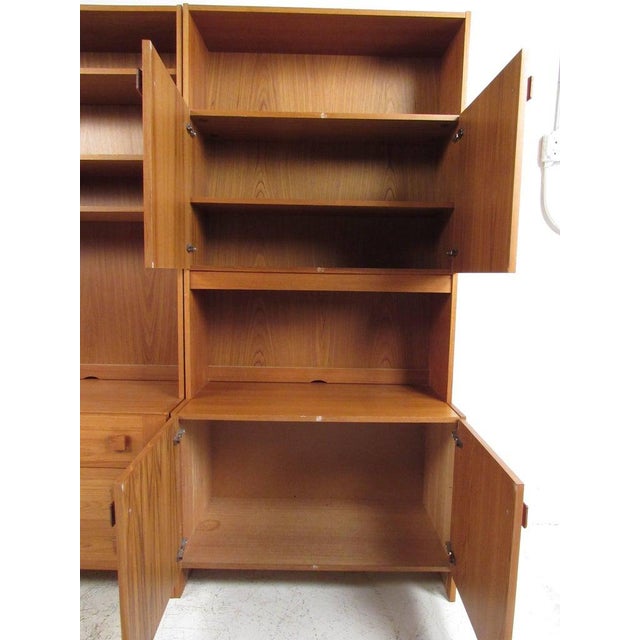 Brown 1970s Scandinavian Modern Teak Wall Unit For Sale - Image 8 of 11