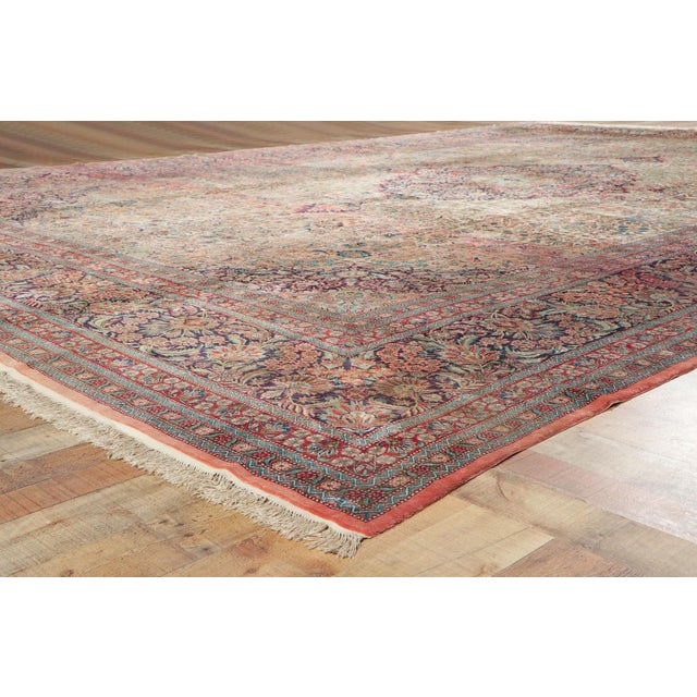 Vintage Chinese Silk Tabriz Rug, 11'11 X 18'02 For Sale - Image 9 of 11