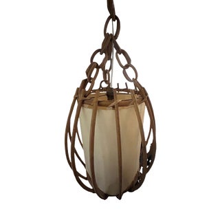 Wicker Pendant Light from Louis Sognot, 1960s For Sale