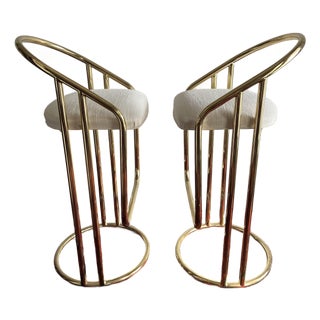 Vintage Bar Stools Tubular Gold by American of Martinsville - A Pair For Sale