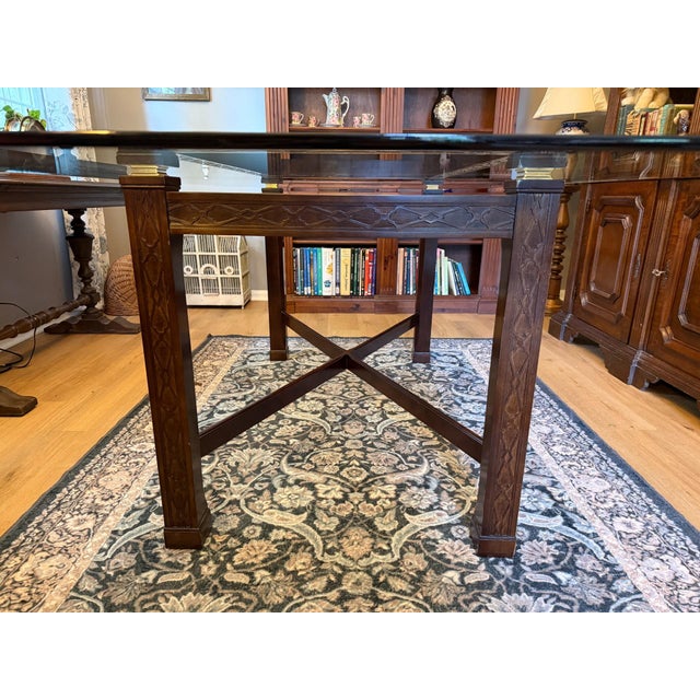 Maitland - Smith Vintage Maitland Smith Chinese Chippendale Mahogany & Glass Dining Table For Sale - Image 4 of 6