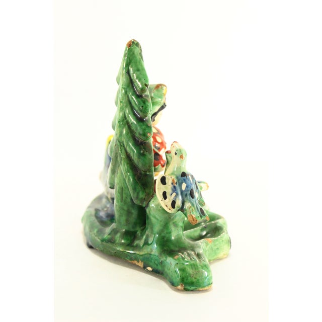 Early 20th Century Ea. 1900's Painted Terracotta Mermaid in Forest Figurine Whimsical Folk Art For Sale - Image 5 of 12