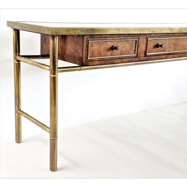 1970s Mid-Century Modern Mastercraft Burl Wood & Brass ...