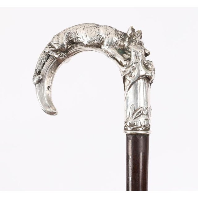 Antique Silver Fox and Hare Handled Walking Stick Cane, 19th Century For Sale - Image 18 of 18