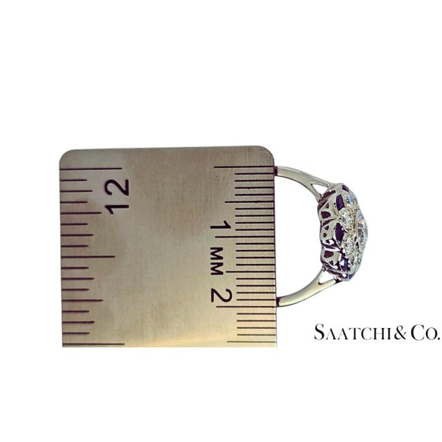 Platinum (950) - Natural 1.08 Ct Diamond and 0.55 Ct Blue Sapphire Ring, Size 7 For Sale - Image 10 of 10