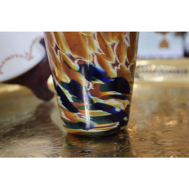 Burgundy Joel O’Dorisio for Lost Angel Signed Handblown Studio Art Glass Vase For Sale - Image 8 of 15
