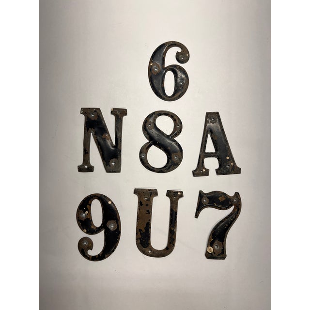 1960s Vintage French Metal Letters and Numbers Set/7 For Sale - Image 5 of 5