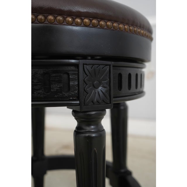 Black Frontgate Revolving Seat Low Ottoman Stool For Sale - Image 8 of 13