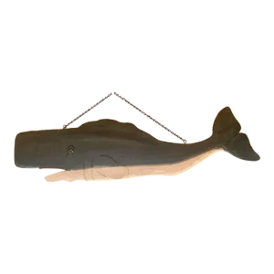 Carved Painted Wood Whale Wall Sculpture