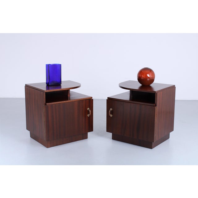 Art Deco Dark Wood Nightstands, 1940s, Set of 2 For Sale - Image 10 of 15