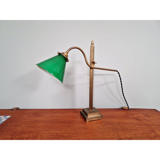 Conical Desk Lamp in Bronze and Green Opaline Glass, 1920s For Sale - Image 18 of 18