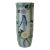 Artistic Flower Blue Green Checker Cross Porcelain Tall Slim Round Vase For Sale