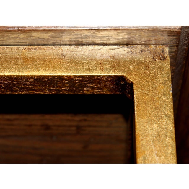 Vintage Midcentury Custom Oak Gilt Steel Metal Shelf Etagere Display Case For Sale - Image 9 of 11