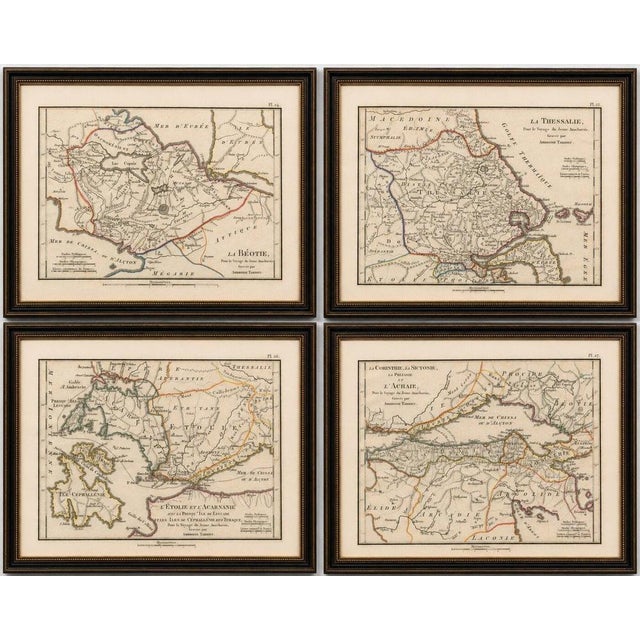 Title: Set of Four Ancient Greece Maps by Ambroise Tardieu, 1825 : Set of four original antique engraved and hand-coloured...
