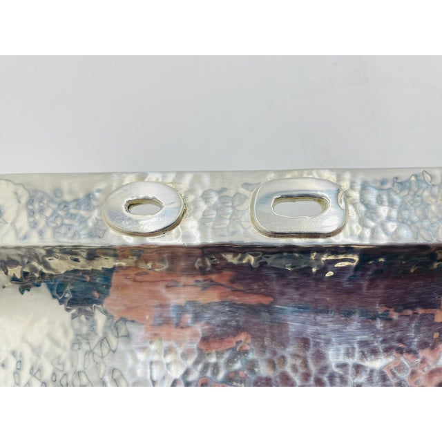 1980s Emilia Castillo Silver-Plated Serving Tray With Fish Handles & Abalone Inlay For Sale - Image 16 of 18