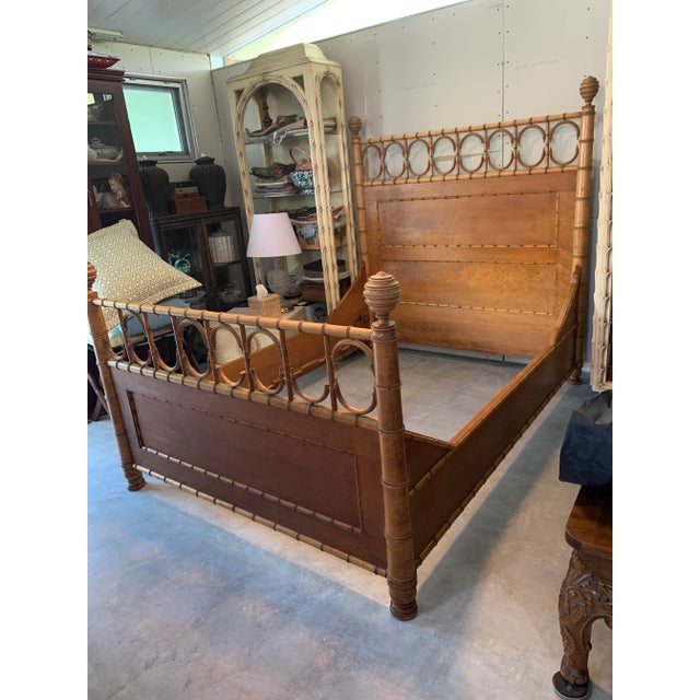 Victorian Victorian Birdseye Maple Faux Bamboo Bed R J Horner For Sale - Image 3 of 12