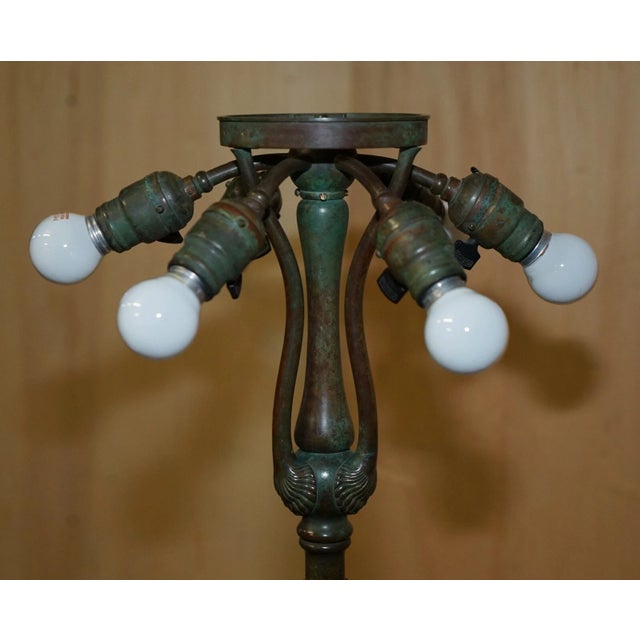 Antique Original Tiffany Studios Nyc O'Brien Bronze Height Adjustable Table Lamp For Sale - Image 11 of 18