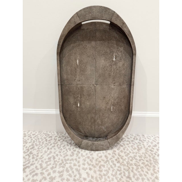 R & Y Augousti 1990s Oval R & Y Augousti Shagreen Tray For Sale - Image 4 of 9