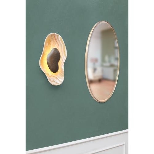 Brass and Orange Onyx Oyster Wall Sconces by Matlight Milano, Set of 2 For Sale - Image 10 of 11