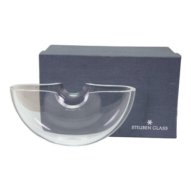Steuben Equinox Neil Cohen Half Moon Notched Art Glass Bowl 10" For Sale