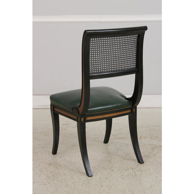 Wood Set of 4 Vintage Regency Cane Back Dining Chairs For Sale - Image 7 of 18