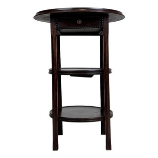Antique English Edwardian Oak Round Side Table, 1900s For Sale
