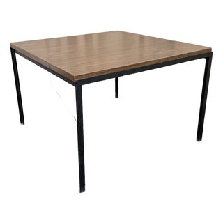 1960s Mid-Century Modern Florence Knoll Square T-Angle Faux Wood Coffee Table For Sale