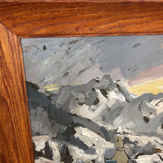 Paint Mid-Century Oil Painting Village in the Mountains by Wilhelm Kaufman For Sale - Image 7 of 11
