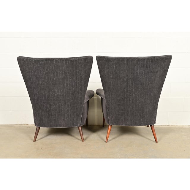 Wood Paul McCobb Planner Group Mid-Century Modern Upholstered Lounge Chairs, Pair For Sale - Image 7 of 8