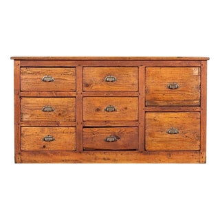 19th Century French Oak and Pine Drapers Counter, 1890 For Sale