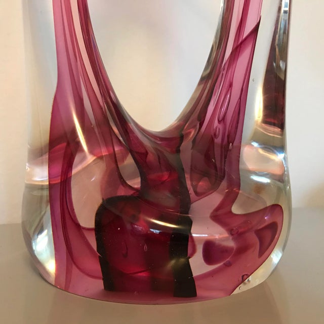 Fantastic large scale free form glass sculpture titles Red Portal by glass artist Jim Karg. Signed and dated 1999 on...