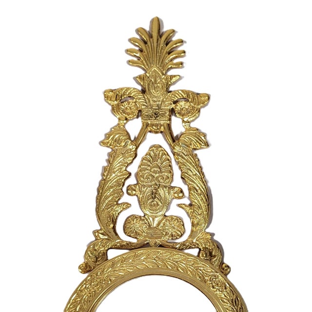 Late 20th Century French Neoclassical Empire Style Gilt Bronze Two Light Wall Sconces W. Mirrors - a Pair For Sale - Image 10 of 17