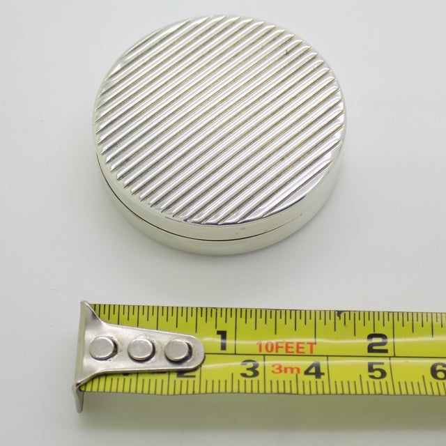 Vintage Italian Handmade Genuine Silver Round Pill Snuff Trinket Box, Made in Alessandri (Al, Italy) For Sale - Image 10 of 10