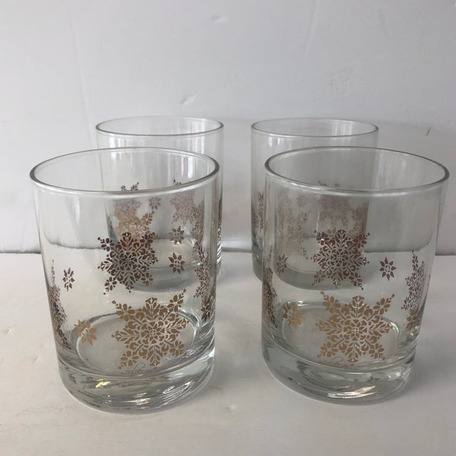 Culver Gold Snowflake Glasses - Set of 4 For Sale In Miami - Image 6 of 6