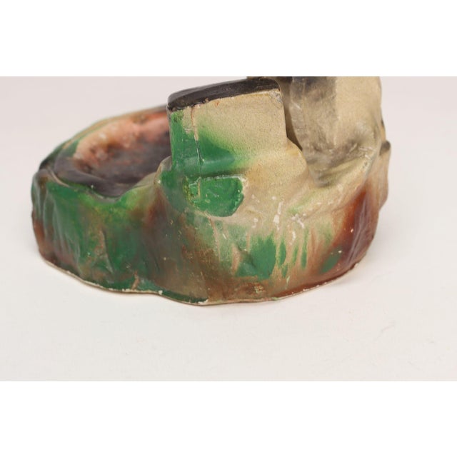 Mid 20th Century Carved and Painted Chalkware German Shepherd Ashtray For Sale In New York - Image 6 of 13