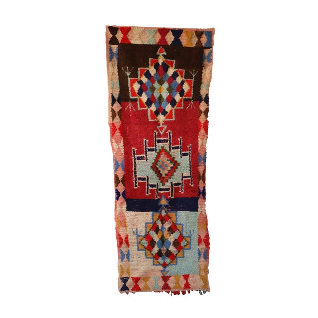 Moroccan Vintage Boujad Rug 3x9 Ft For Sale - Image 9 of 9